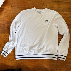 Fila Men's White Crewneck Sweater with Black Accents